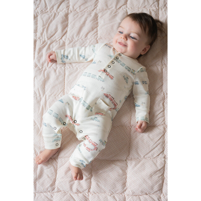 Henley Patch Pocket Romper, Locomotive - Rompers - 3
