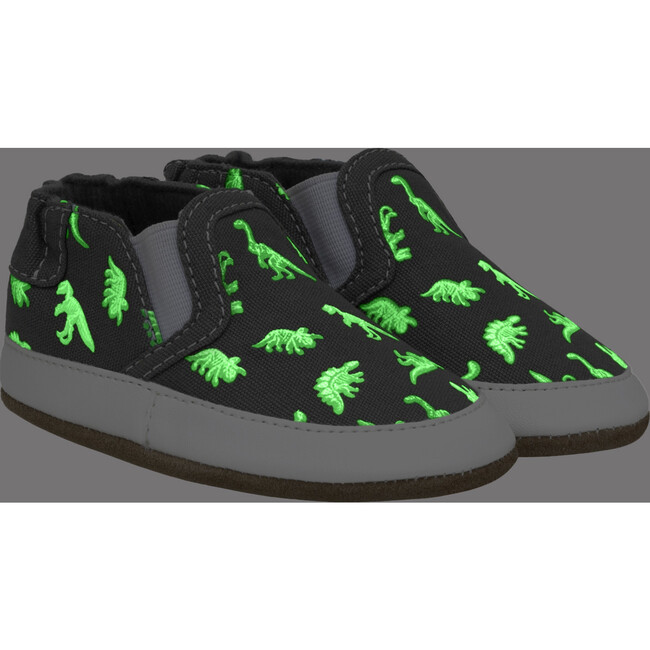 Glowing Dinos Charcoal Soft Sole - Crib Shoes - 2