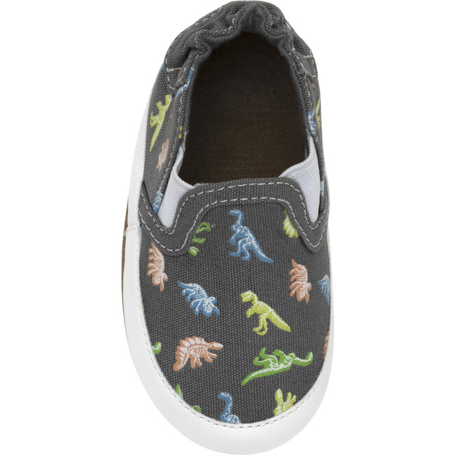 Glowing Dinos Charcoal Soft Sole - Crib Shoes - 7