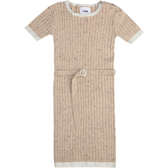 Short Sleeve Retro Dress, Oat - Dresses - 1