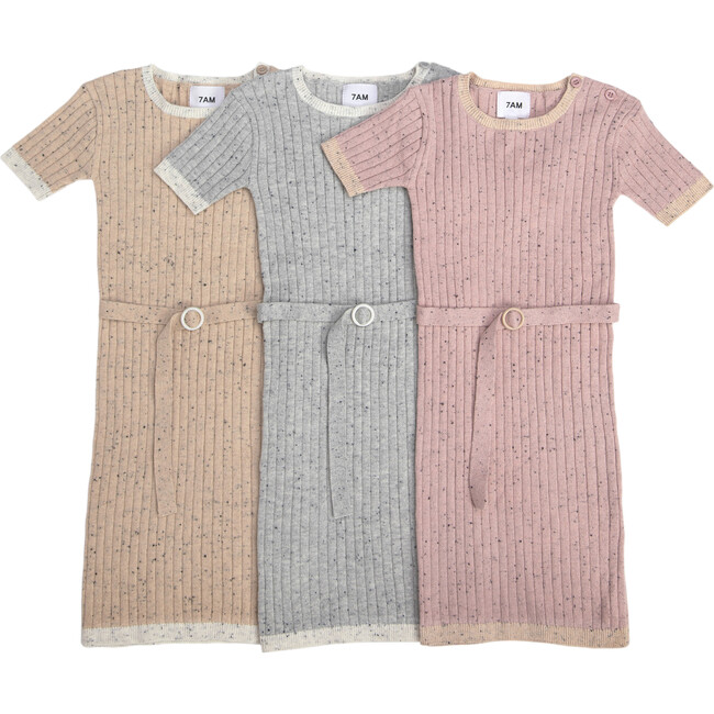 Short Sleeve Retro Dress, Oat - Dresses - 4