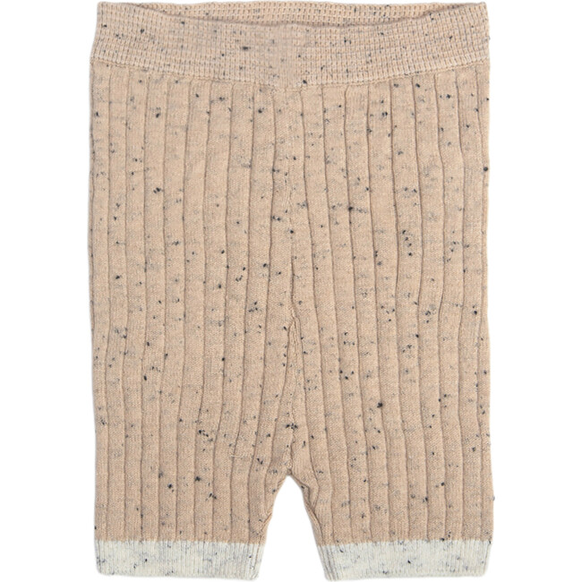 Ribbed Knit Retro Biker Shorts, Oat - Shorts - 1