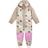 Tree Print Rain Coverall Jumpsuit, Beige - Raincoats - 1 - thumbnail