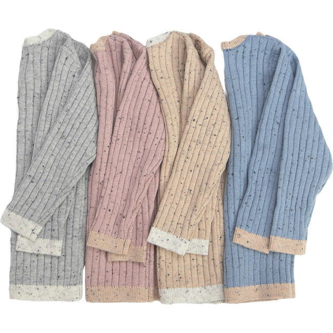 Ribbed Knit Long Sleeve Retro Top, Ash Rose - Shirts - 9