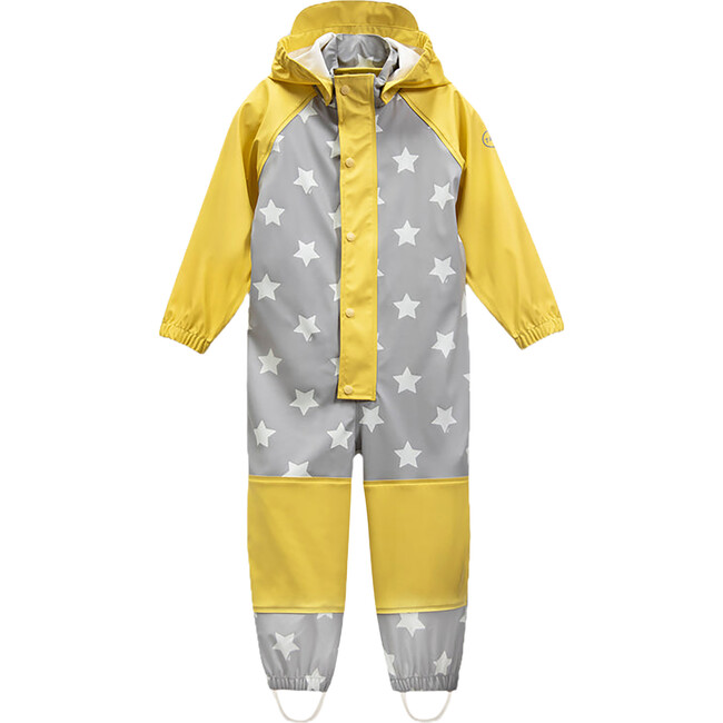 Stars Print Rain Coverall Jumpsuit, Yellow - Raincoats - 1