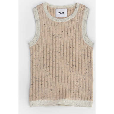 Baby Hug Me Ribbed Contrast Trim Tank Top, Oat