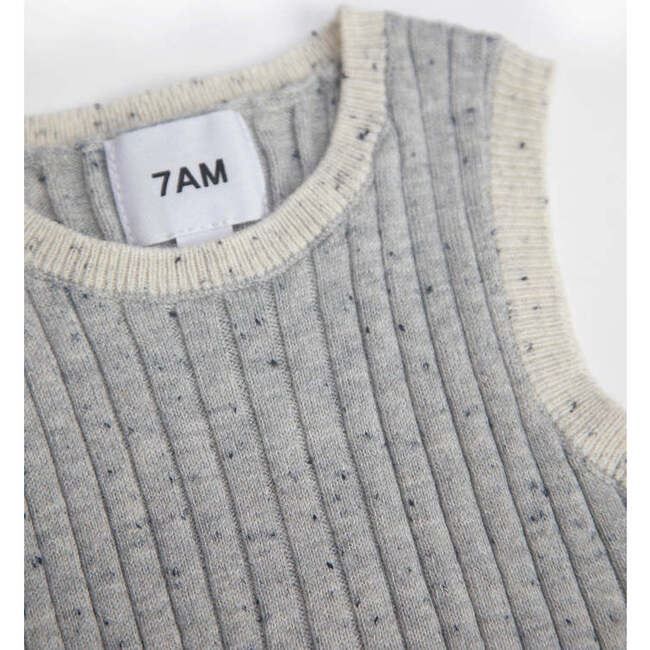 Baby Hug Me Ribbed Contrast Trim Tank Top, Heather Grey