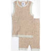 Baby Hug Me Ribbed Contrast Trim Tank Top, Oat - Shirts - 3