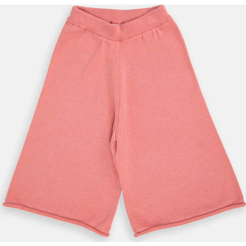 Baby Girls My Boxy Cotton Rolled Edge Wide Leg Pants, Coral - Pants - 1