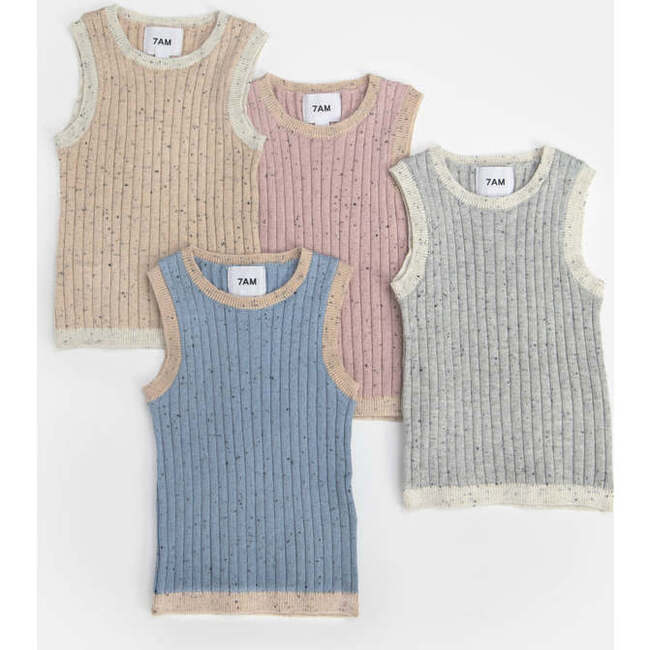 Baby Hug Me Ribbed Contrast Trim Tank Top, Oat - Shirts - 4