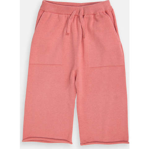 Baby Girls My Boxy Cotton Rolled Edge Relaxed Fit Pants, Coral - Pants - 1
