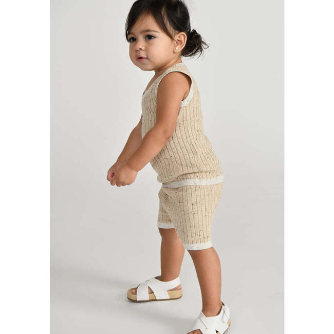 Baby Hug Me Ribbed Contrast Trim Tank Top, Oat - Shirts - 6