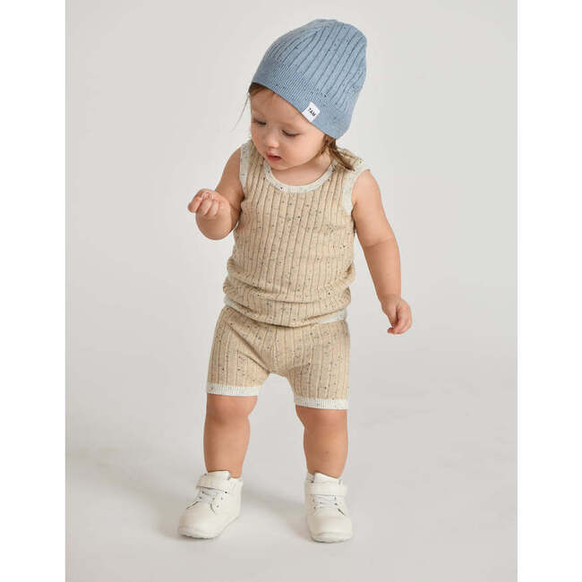 Baby Hug Me Ribbed Contrast Trim Tank Top, Oat - Shirts - 7