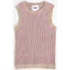 Baby Girls Hug Me Ribbed Contrast Trim Tank Top, Ash Rose - Shirts - 1 - thumbnail