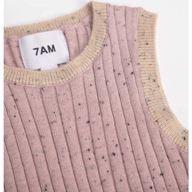Baby Girls Hug Me Ribbed Contrast Trim Tank Top, Ash Rose
