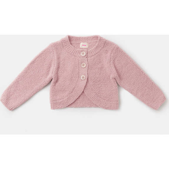 Baby Girls Fuzzy Bolero Round Neck Cardigan, Ash Rose - Cardigans - 1