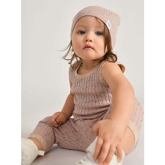 Baby Girls Hug Me Ribbed Contrast Trim Tank Top, Ash Rose - Shirts - 5