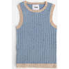 Baby Boys Hug Me Ribbed Contrast Trim Tank Top, Lake Blue - Shirts - 1 - thumbnail