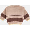 Baby Fuzzy Boxy Contrast Trim Sweater, Pecan & Choco - Sweaters - 3