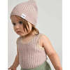Baby Girls Hug Me Ribbed Contrast Trim Tank Top, Ash Rose - Shirts - 7 - thumbnail