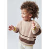 Baby Fuzzy Boxy Contrast Trim Sweater, Pecan & Choco - Sweaters - 6