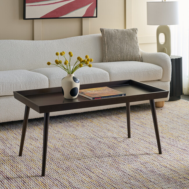 Nonie Coffee Table With Tray, Dark Chocolate