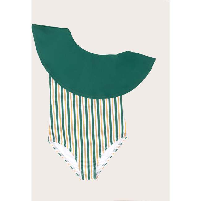 Ruffle One Shoulder, Hamptons Stripe