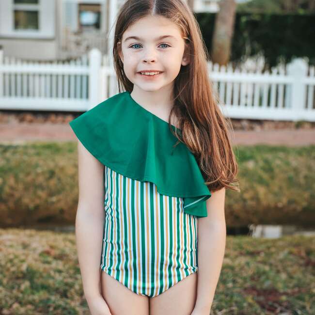 Ruffle One Shoulder, Hamptons Stripe - One Pieces - 3