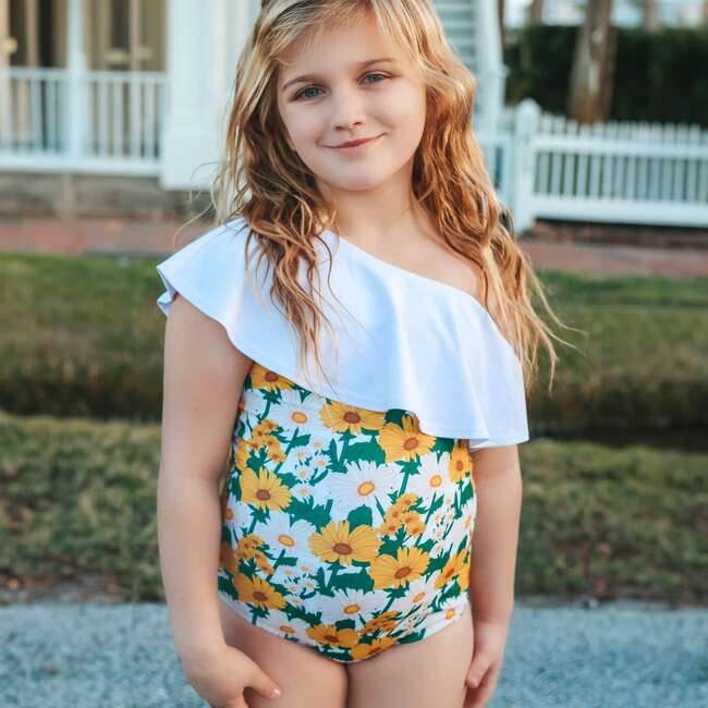 Ruffle One Shoulder, Hamptons Floral - One Pieces - 3