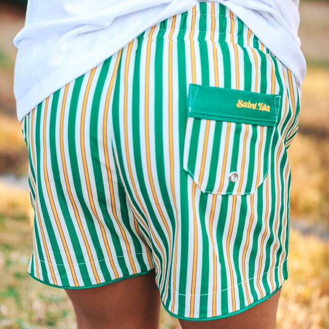 Boys Swim Shorts, Hamptons Stripe - Swim Trunks - 6
