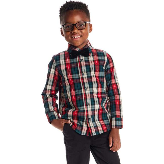 Kids Plaid Buttondown & Bowtie Set, Red Holiday - Mixed Apparel Set - 2