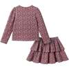 Kids Printed Ls Top & Tiered Skirt Set, Pink Floral - Mixed Apparel Set - 4