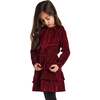 Kids Red Velvet Asymmetrical Tiered Dress, Checkered - Dresses - 3