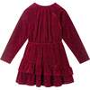 Kids Red Velvet Asymmetrical Tiered Dress, Checkered - Dresses - 4