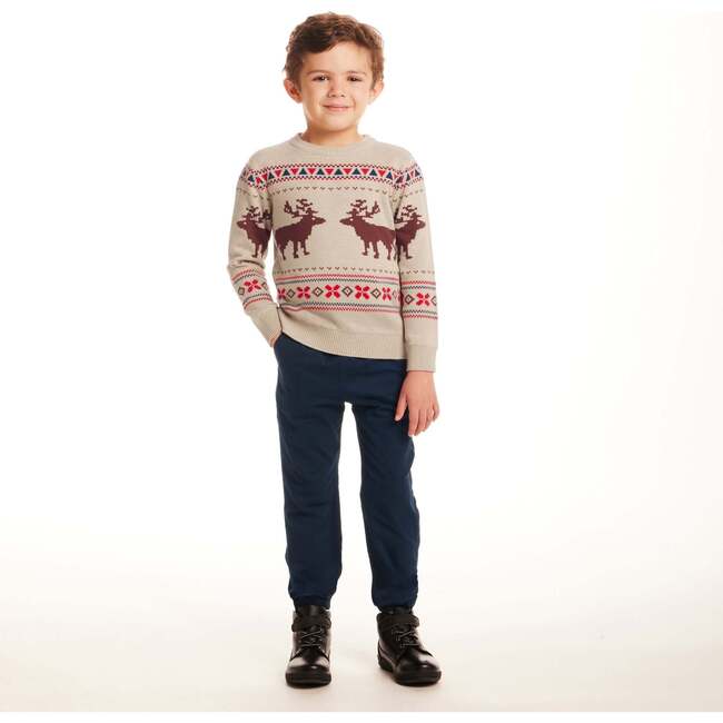 Kids Holiday Sweater & Twill Pant Set, Moose Motif - Mixed Apparel Set - 2