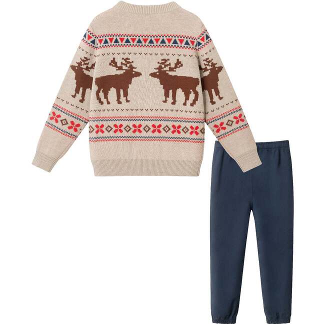 Kids Holiday Sweater & Twill Pant Set, Moose Motif - Mixed Apparel Set - 3