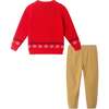 Kids Holiday Sweater & Pants Set,  Gingerbread & Dinos - Mixed Apparel Set - 3