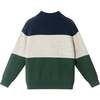 Kids Colorblocked Quarter Zip Sweater, Green Stripe - Sweaters - 3