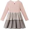 Kids Color Blocked Lurex Knit Tiered Dress, Pink Colorblock - Dresses - 3