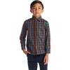 Kids Buttondown Shirt, Navy Plaid - Button Downs - 2
