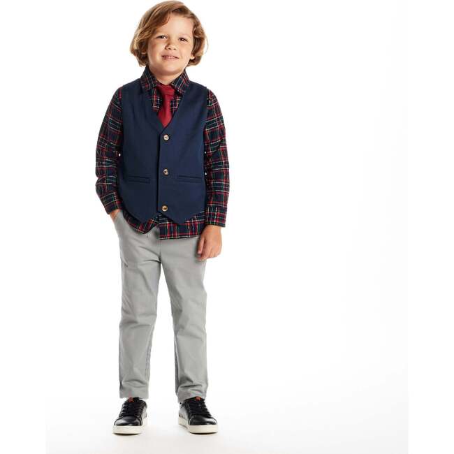 Kids Vest Set, Navy Plaid - Mixed Apparel Set - 2
