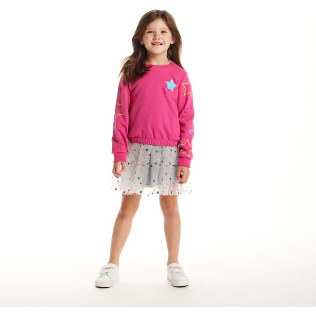 Kids Sweatshirt & Dress Set, Pink Star - Dresses - 2