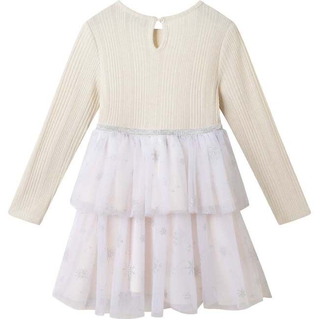 Kids Tulle Tiered Dress, White Snowflake - Dresses - 3