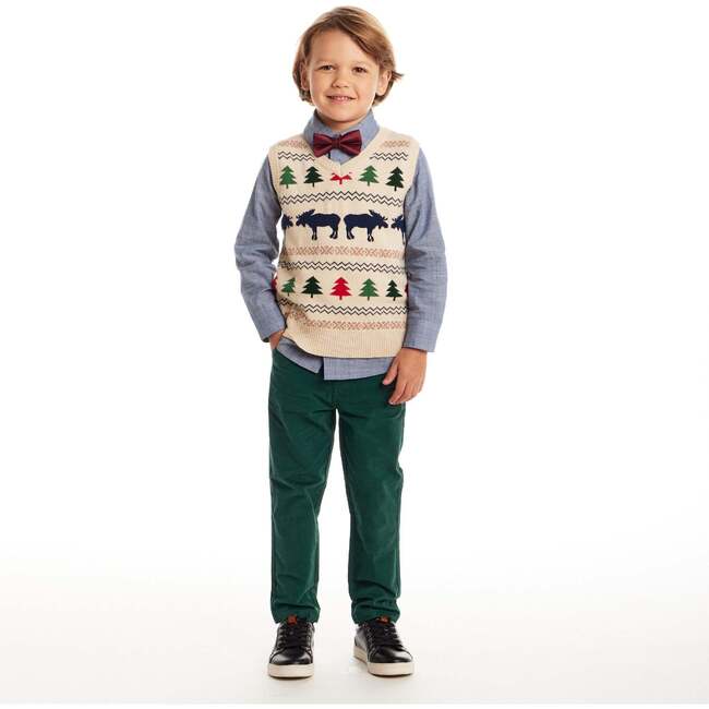 Kids Sweater Vest Set, Beige Fair Isle - Mixed Apparel Set - 2