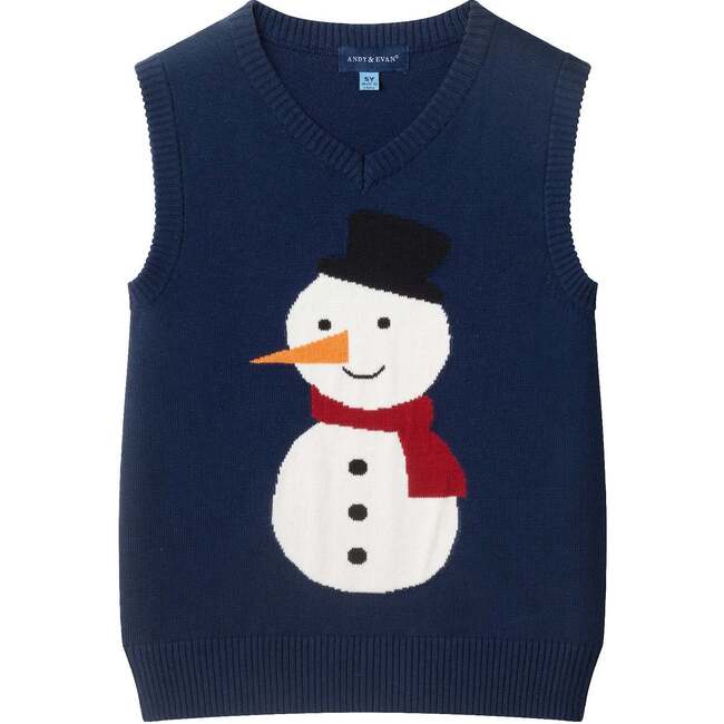 Kids Sweater Vest Set, Navy Snowman - Mixed Apparel Set - 4