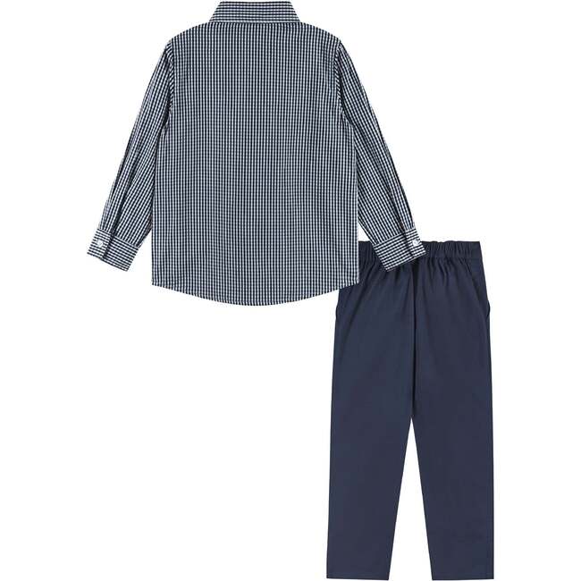 Kids 3-Piece "Dapper-in-a-Dash" Vest Set, Navy Gingham - Mixed Apparel Set - 2