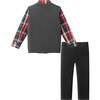 Kids 3-Piece Sweater Vest Set with Bowtie, Red Plaid - Mixed Apparel Set - 3
