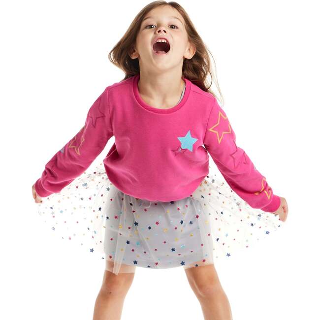 Kids Sweatshirt & Dress Set, Pink Star - Dresses - 3