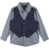 Kids 3-Piece "Dapper-in-a-Dash" Vest Set, Navy Gingham - Mixed Apparel Set - 3