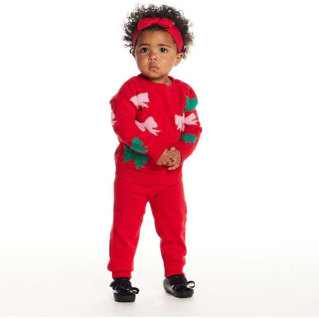 Infant Sweater Set with Headband, Red Bows - Mixed Apparel Set - 2